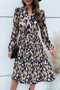 Colorful Abstract Print V-Neck Midi Dress
